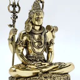 Exotic India Superfine Sitting Lord Shiva Brass Statue - Different Sizes image 2