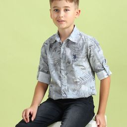U.S. Polo Assn. Kids Boys Tropical Printed Pure Cotton Casual Shirt-picture-42