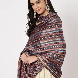 AKSHADEEP Floral Printed Foil Print Dupatta image 4