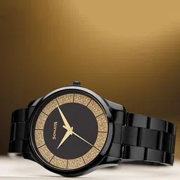 Sonata Men Brass Embellished Dial & Bracelet Style Straps Analogue Watch 77163NM01W-image-31