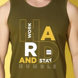 WOOSTRO Pack Of 2 Printed Combed Cotton Gym Vests VWS26(BKLN WHITE)(HARD OLIVE) image 5