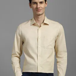 Louis Philippe Textured Spread Collar Formal Cotton Shirt-image-11