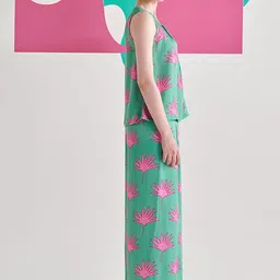 Midsummer Leaf Printed Sleeveless Top With Palazzo Co-Ords image 4