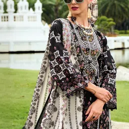 DRAVINAM Trends Floral Printed Pure Cotton Unstitched Dress Material image 2