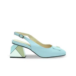 Ronnie Grey Colourblocked PU Block Pumps image 2