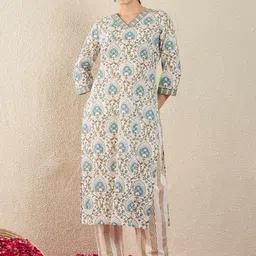 Indo Era Women Ethnic Motifs Printed Regular Pure Cotton Kurta with Trousers & With Dupatta-picture-30