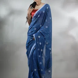 Ruuprekha Ethnic Motifs Zari Pure Cotton Khadi Saree-picture-30