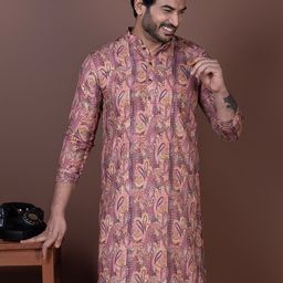 DEVOILER Paisley Printed Mandarin Collar Straight Kurta-picture-11