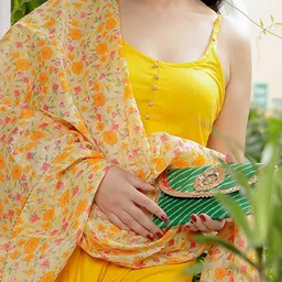 Indi INSIDE Women Solid Kurta with Trousers & Dupatta image 2