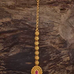 kushal's fashion jewellery Kushal's Fashion JewelleryRuby Gold-Plated Antique Maang Tikka Head Jewellery-picture-13