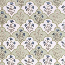 Texstylers White & Green Floral Printed Pure Cotton 6-Seater Rectangle Table Cover image 2