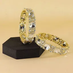 LAVAZZA Set Of 2 Kundan Stone Studded Bangles-picture-27