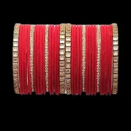SAVORADE Set Of 32 Red Stainless Steel Bangle-picture-21