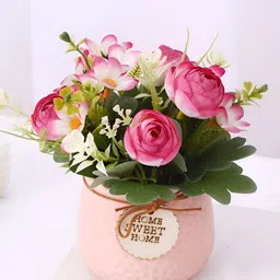 TIED RIBBONS Pink Rose Artificial Flower With Pot-image-61