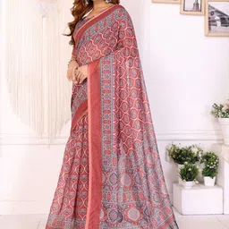 HERE&NOW Ethnic Motifs Zari Linen Blend Saree image 5