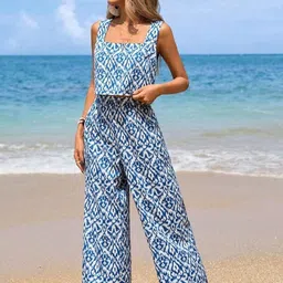 all about you Printed Square Neck Top With Trousers Co-Ords image 2