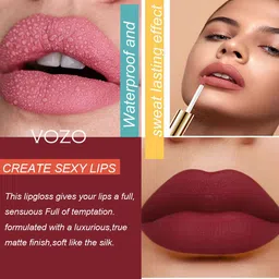 VOZO Set Of 2 Stay-All-Day Matte Liquid Lipstick - 8 ml Each - Magenta - 105 Maroon - 201 image 4