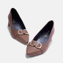 Forever Glam by Pantaloons Women Pointed Toe PU Block Pumps image 2