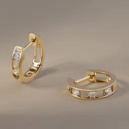 Mia by Tanishq Women 14 KT Gold Diamond-Studded Hoop Earrings - 1.588g-picture-18
