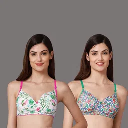 Women Cotton Pink,Green Padded Non-Wired Lingerie Bra Sport wear Gym Crop Tank Top-image-81