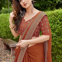 all about you Ethnic Motifs Embroidered Heavy Work Saree image 4