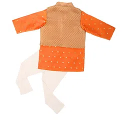 Sangria Boys Orange Zari Kurta Pyjama Set with Bandi image 5
