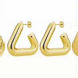 Crazy Queens Gold-Plated Geometric Drop Earrings image 1