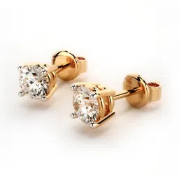 VALANOVA BIS Hallmark 14KT Rose Gold Diamond Studded Earrings- 1.21 gm image 2