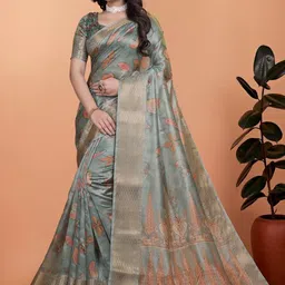 Moda Rapido Floral Silk Blend Handloom Saree image 3