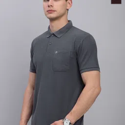 LUX PARKER Men Pack of 2 Solid Polo Collar Cotton Slim Fit T-shirts-picture-47