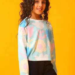 Anthrilo Girls FW 25 Floral Printed Round Neck Regular Fit T-Shirt image 4