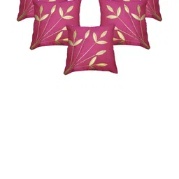 India Furnish Pink Floral Silk Square Cushion Cover-image-33
