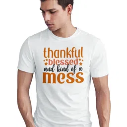 Seekbuylove Men Typography Printed Round Neck Slim Fit Bio Finish T-shirt-picture-12