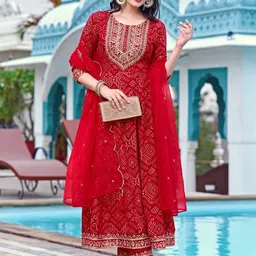 KALINI Embroidered Viscose Rayon Kurta Set image 5