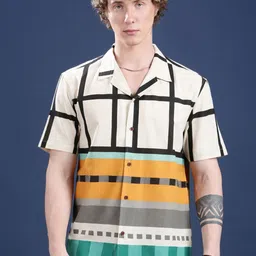 Voroxy Men Relaxed Colourblocked Casual Shirt-picture-10