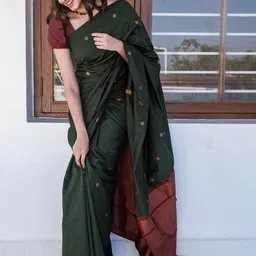 YAMUNE Women Woven Design Zari Banarasi Saree with Blouse Piece-image-68