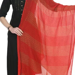A R SILK DUPATTA HUB Woven Design Leheriya Dupatta with Zari image 4