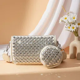 DOSYSO Women Embellished PU Sling Bag With Coin Pouch image 3