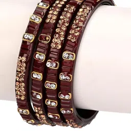 Somil Combo Glass Bangles For Women | Traditional Bangles Set | Daily, Festive & Party, Combo Of 2 Set, Maroon, Radium image 4