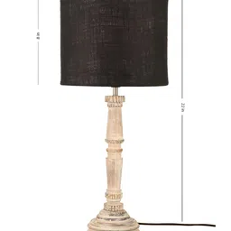 green girgit White Wood Quirky Cylindrical Shaped Table Lamp image 5