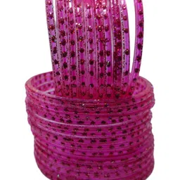 THE BLAZZE Pink Glass Artificial Stones & Beads Bangle image 2