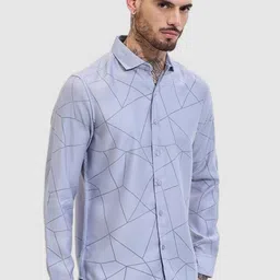 Snitch Men Smart Slim Fit Spread Collar Geometric Printed Casual Shirt image 2