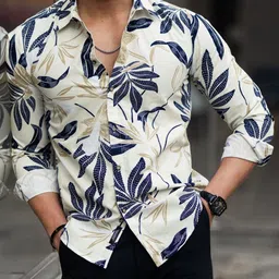 MARMIC FAB Men Classic Slim Fit Floral Printed Spread Collar Casual Shirt image 4