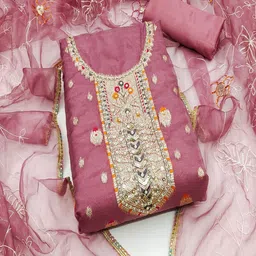 ASISA Embroidered Organza Unstitched Dress Material-picture-18