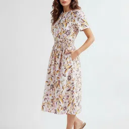 R.Code by The Roadster Life Co. Floral Print A-Line Midi Dress image 3