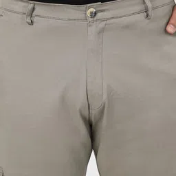 Urbano Plus Men Light Grey Regular Fit Solid Cargo Chino Pant with 6 Pockets Stretchable image 4