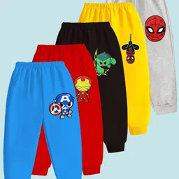 YK Marvel Boys Pack Of 5 Cartoon Characters Printed Cotton Mid-Rise Joggers-picture-13