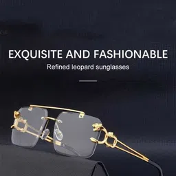 EYMEN I Unisex Half Rim Square Sunglasses Dirty Jaguar@Clear image 4