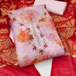 Ishin Embroidered Organza Unstitched Dress Material-picture-24