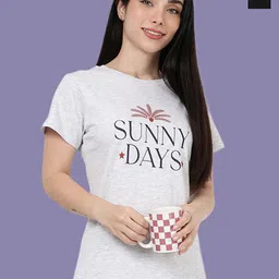 Kryptic Women Pack Of 2 Relaxed Fit Printed Pure Cotton Lounge Tshirts-picture-26